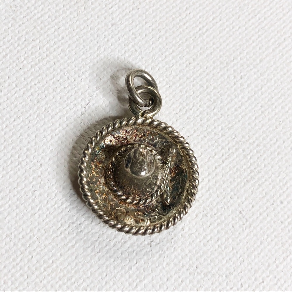 Sterling Silver Mexico Sombrero Hat Charm Pendant - Picture 2 of 7